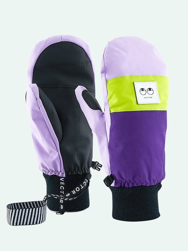 Ultralight waterproof women's ski gloves in purple and green with anti-slip and windproof design, SF0405 model.